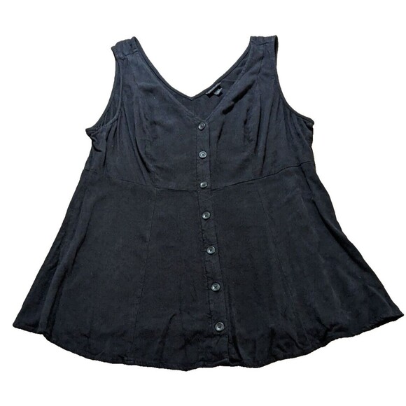 Torrid Women's Fit And Flare Jacquard Button-Front Tank Black size 2 - Picture 1 of 9